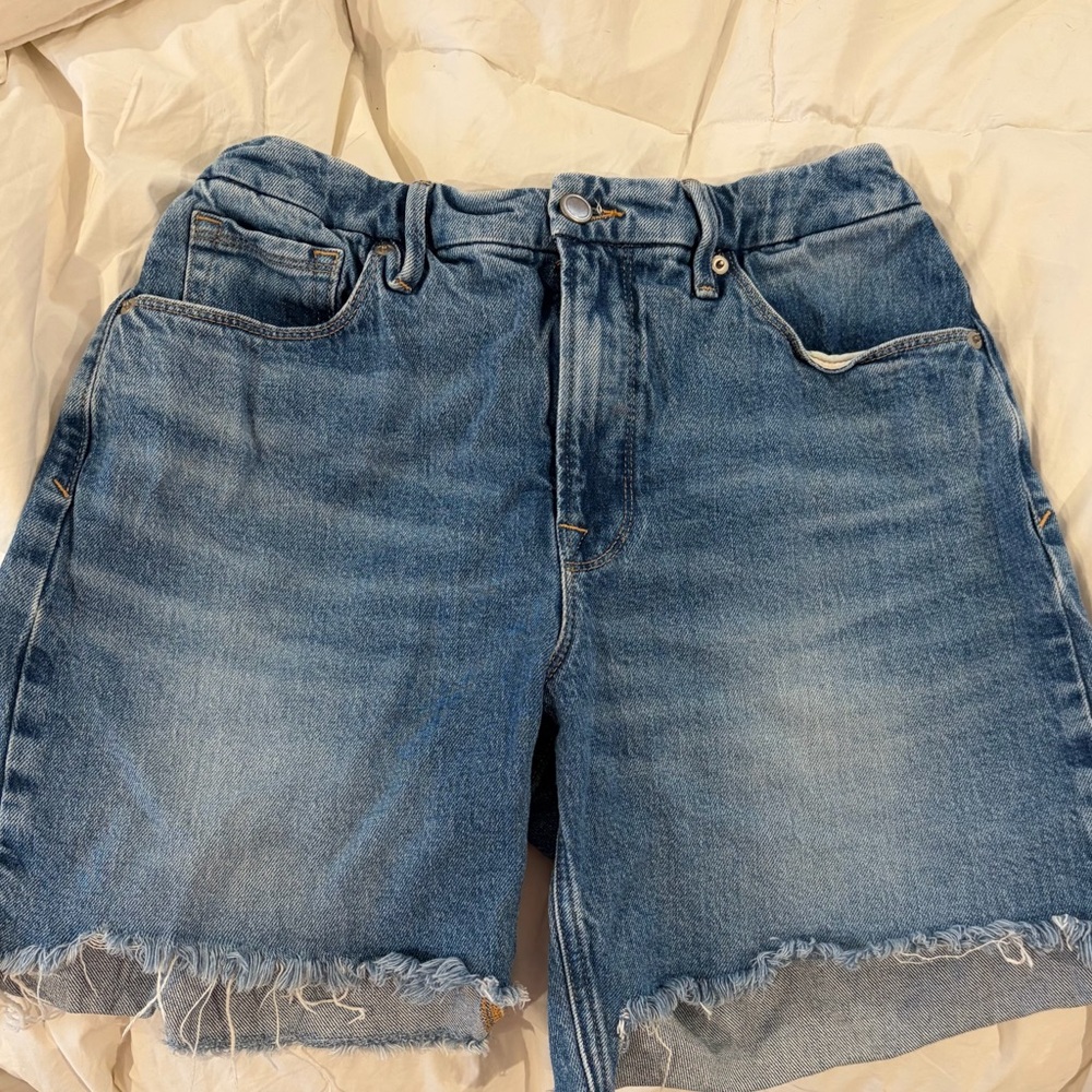 Good American Distressed Blue Jean Shorts